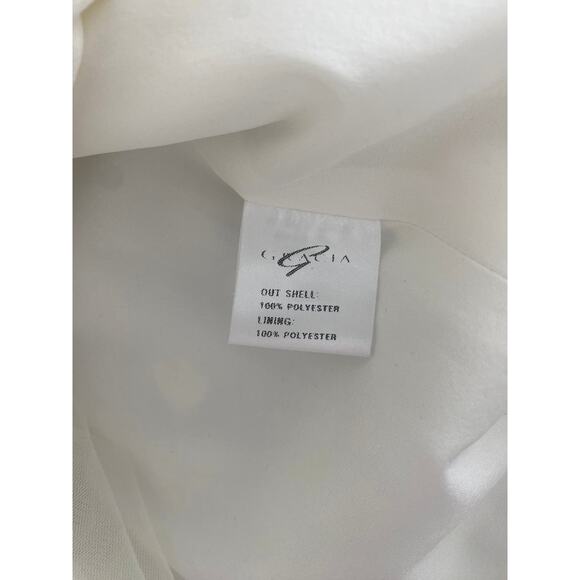 Gracia White Column Dress with Pleated Sheer Sleeves size M - Picture 7 of 8